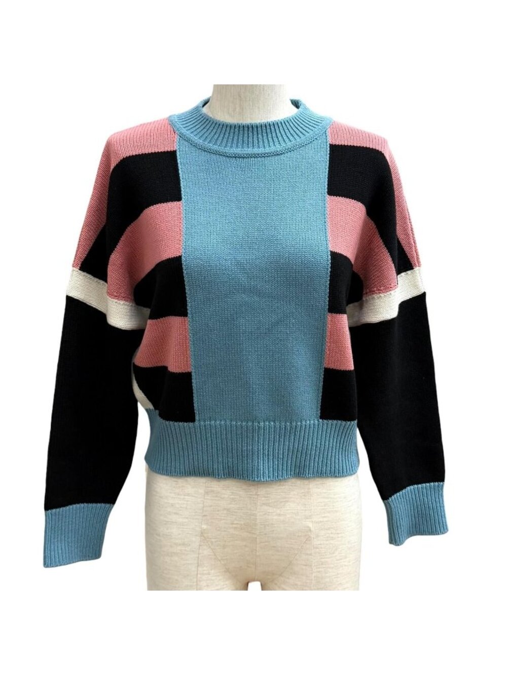 Hermes Lettres Equestres Cashmere 100% Crew Neck Long Sleeve Sweater Knit Multi